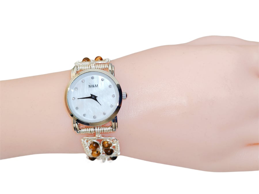 Watches for women tiger stone beads Bracelet Watch Beaded Wrist Watch Personaliz