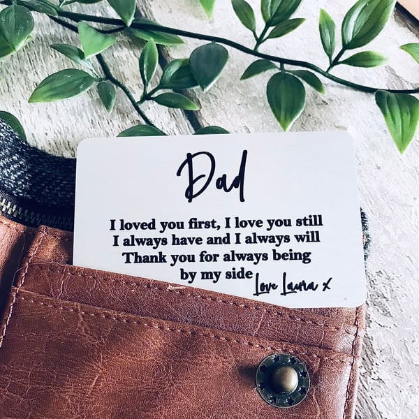 Personalised father of the bride metal wallet card for dad, Father's day gift, 