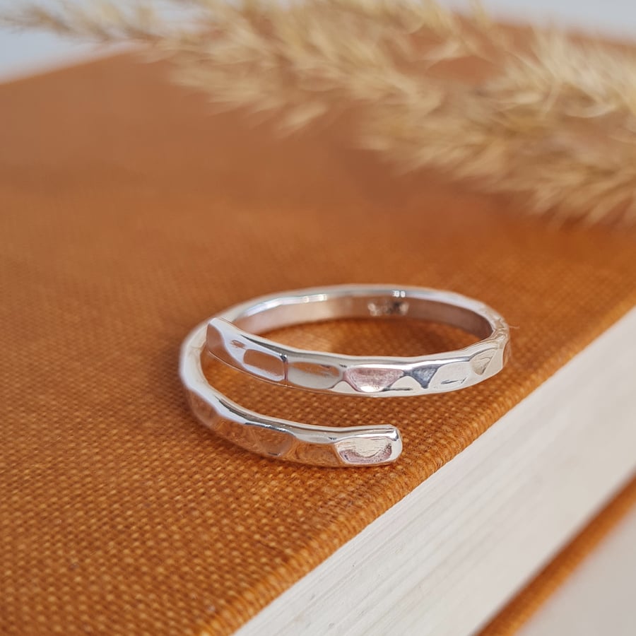 Sterling Silver Pebble Nature Wrap Ring