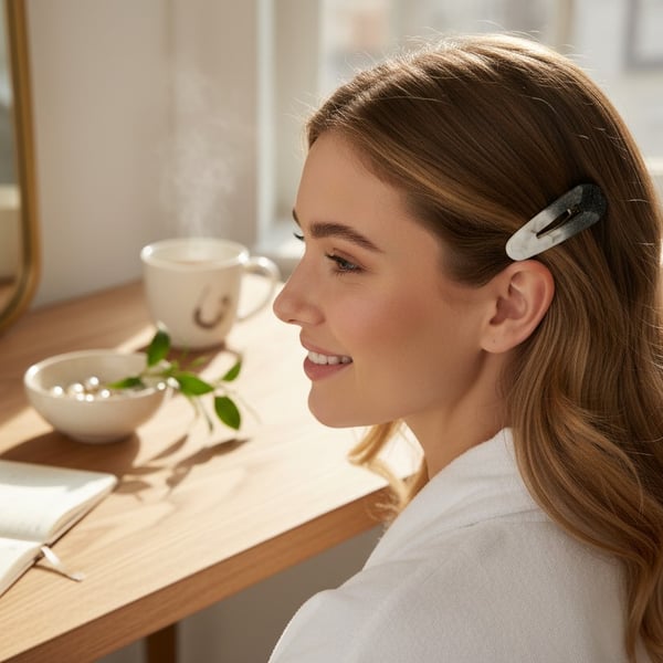 handcrafted bracelet and hair clips