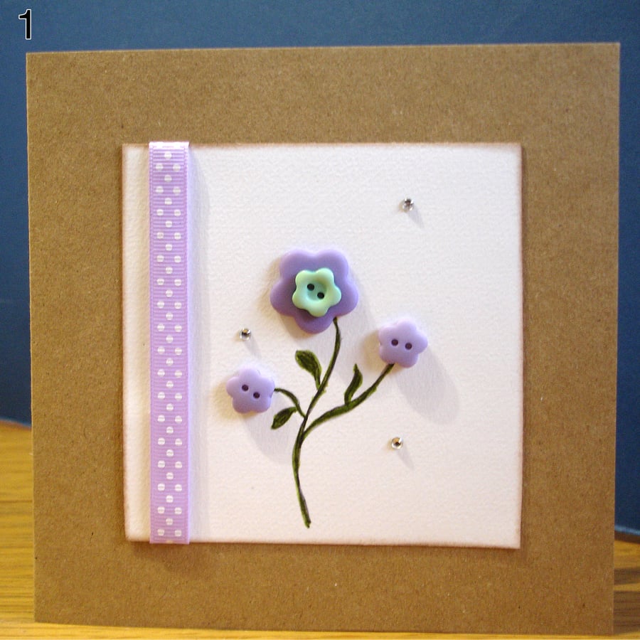 Button Flowers Handmade Card