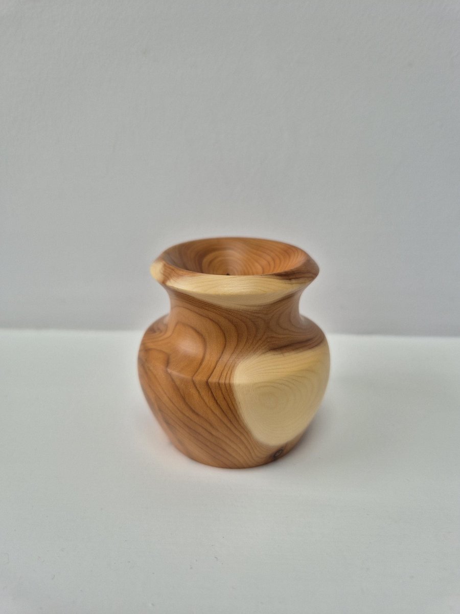 Image of Decorative wood turned yew vase