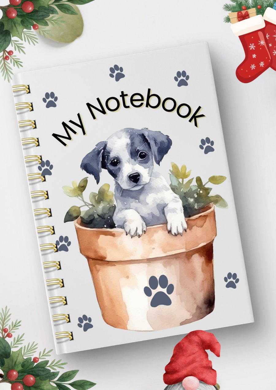 Pup in a Pot Wirebound Notebook