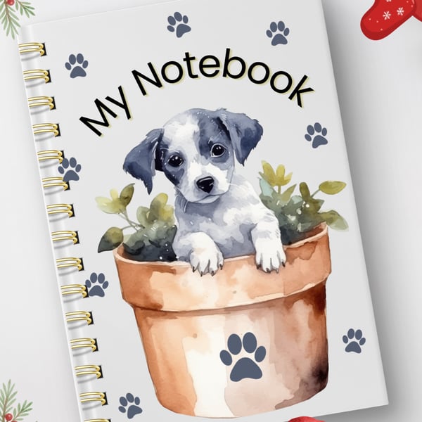 Pup in a Pot Wirebound Notebook