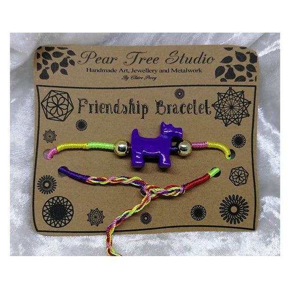 Friendship bracelet with Purple Scottie Dog bead.