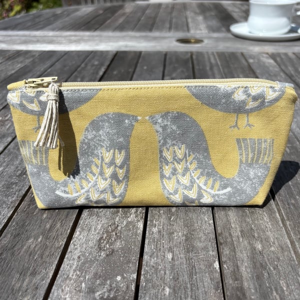 Lovebird fabric, versatile purse, pouch or makeup bag