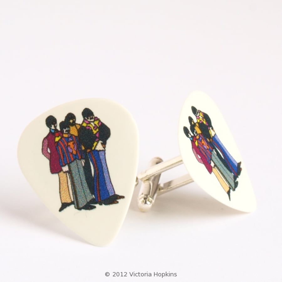 Guitar Beatles Cufflinks of the Band Guitar Picks Gift Packaged