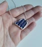 Blue Sea Glass Sterling Silver Necklace - Corrugated Triangle - Image 3