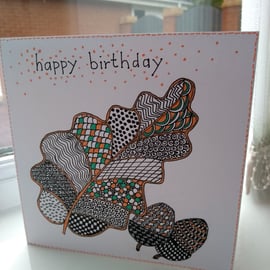 Oak leaf autumn birthday card