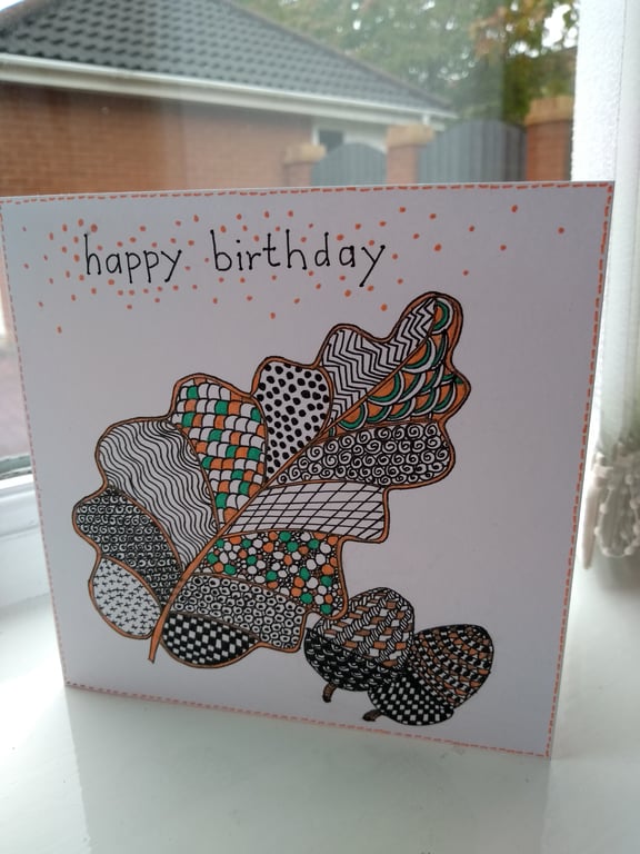 Oak leaf autumn birthday card