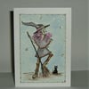 hand painted cartoon witch greetings card...( ref F 860)