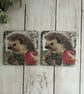 Slate Coasters Set of 2 - Decoupage Hedgehog, Kitchen, Gift Idea, Upcycled - Image 5