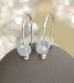 Simple Silver Earrings with Aquamarine Beads - Image 8