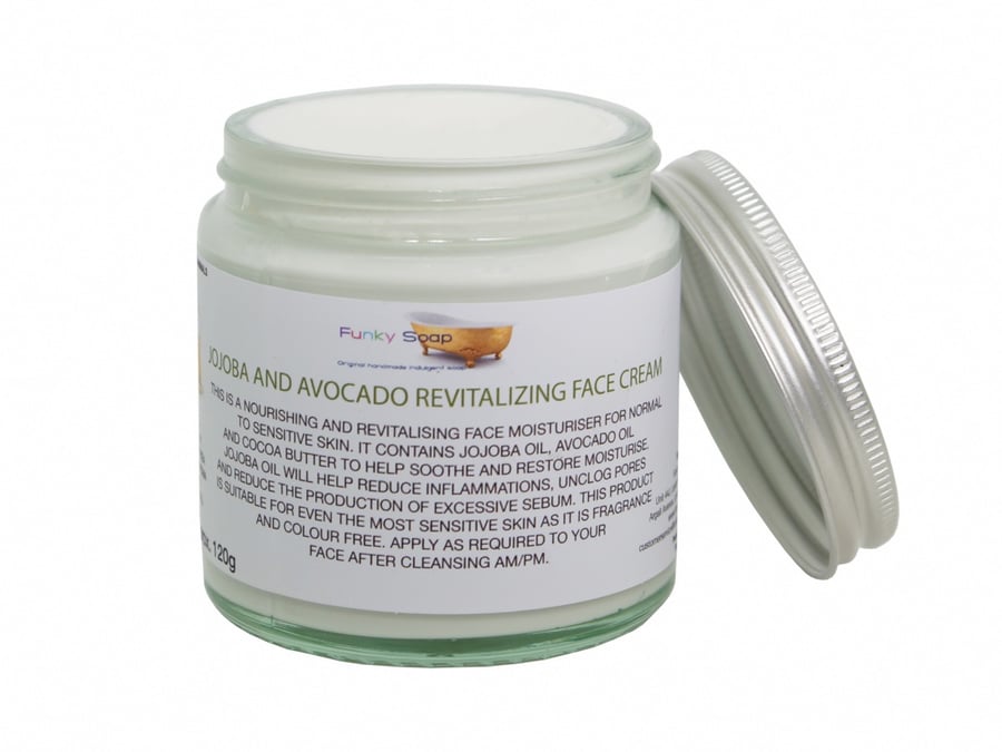 Jojoba And Avocado Revitalising Face Cream For Normal Skin, 1 Glass Tub Of 120g
