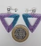 Tanzanite and Teal Triangle Beaded Earrings - Image 4