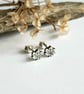 Maple Leaf Stud Earrings - Oxidised Fine Silver