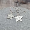 Sterling Silver Hammered Star Earrings 