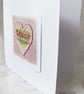 HAND EMBROIDERED VINTAGE FABRIC FLORAL HEART GREETING CARD - Image 3