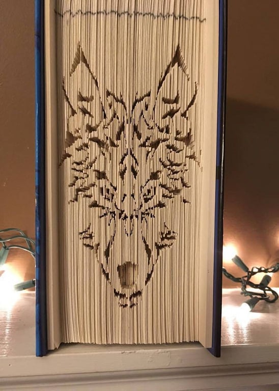 Tribal Wolf Face 180 CUT & FOLD Book Folding Pattern - EMAILED PDF PATTERN