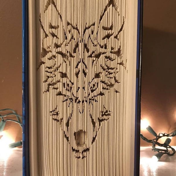 Tribal Wolf Face 180 CUT & FOLD Book Folding Pattern - EMAILED PDF PATTERN