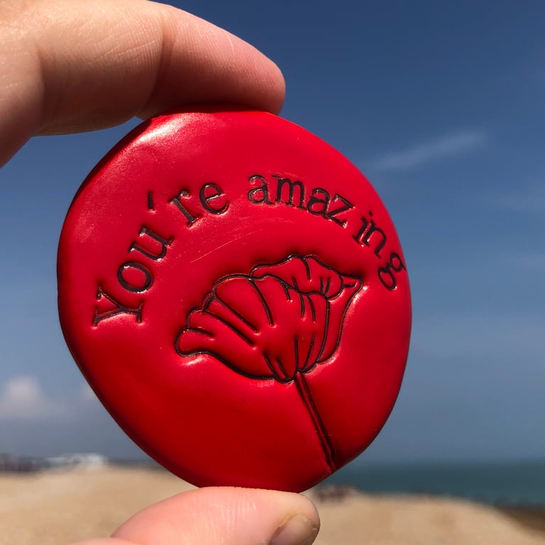 ‘You’re Amazing’ with Poppy Design Pocket Pebble Chunky 