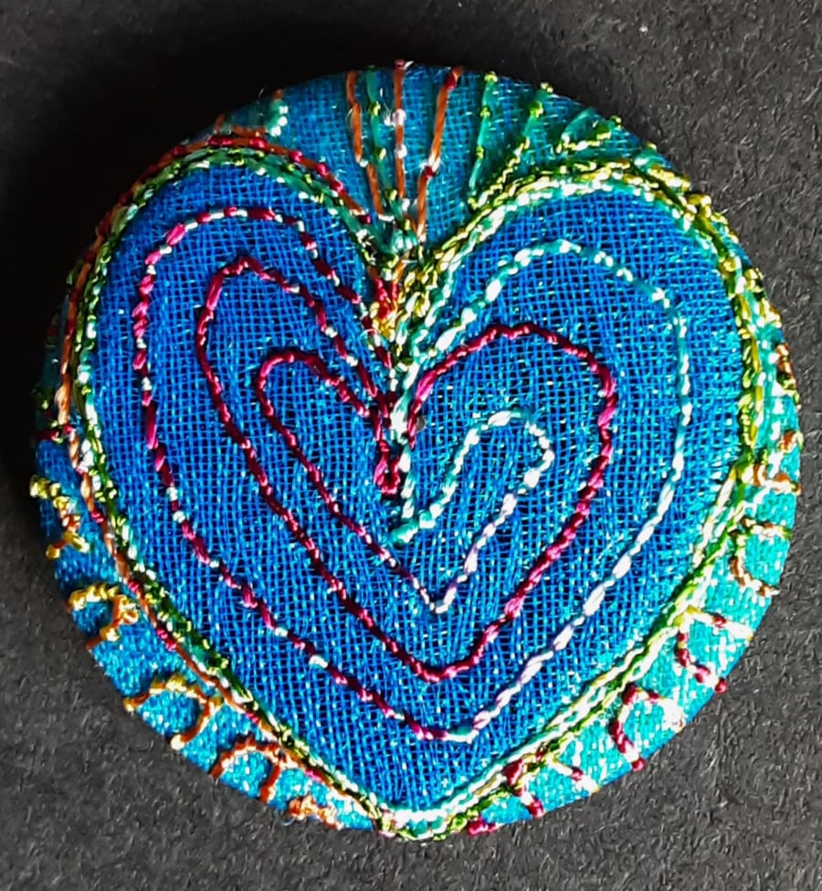 Buttons 1 inch button Hand Dyed Silks and Cottons Free Machine Embroidery Button