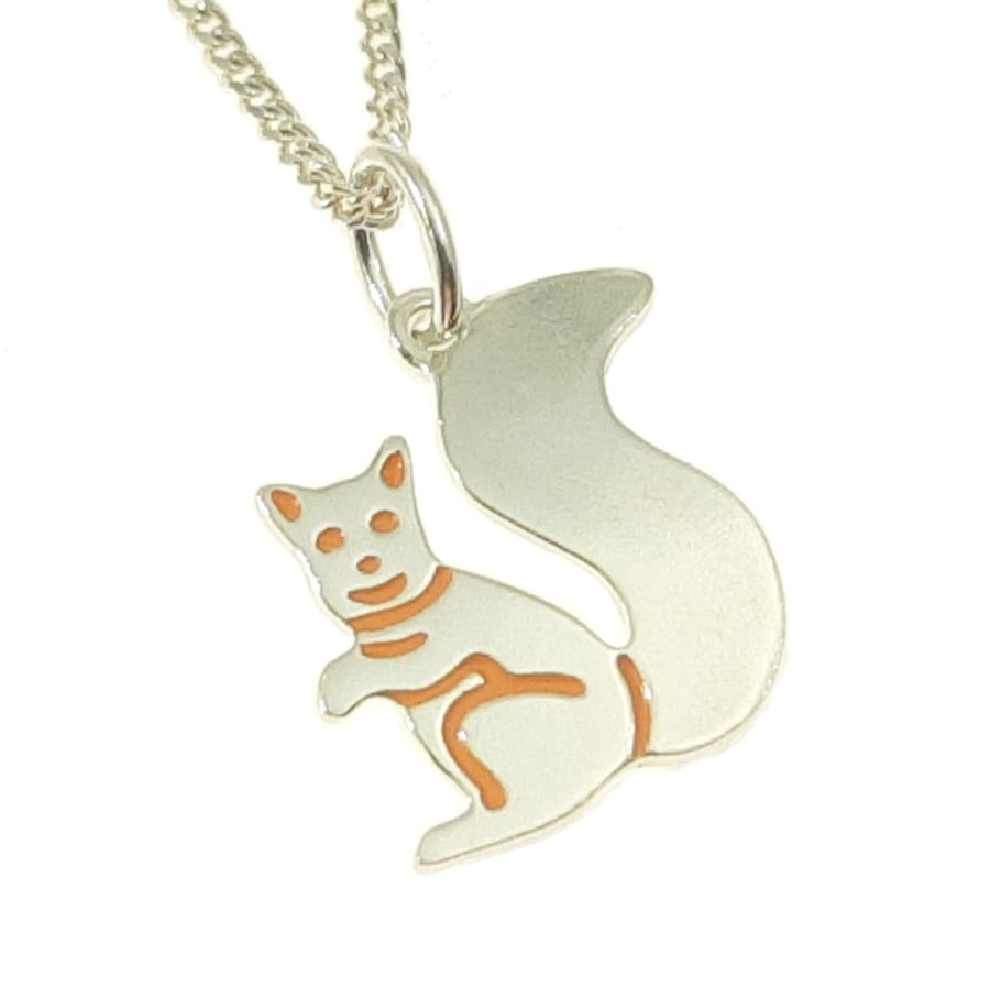 Squirrel Pendant, Silver Wildlife Necklace, Handmade Nature Jewellery