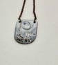 LONG LEGGED BIRD WITH WORM NECKLACE - ENAMELLED COPPER & SILVER - Image 1