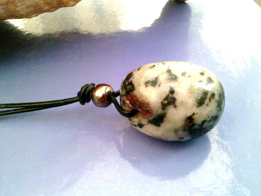Merlinite Stone Pendant, Unisex, Dendritic Opal Pendant Necklace, Mens Pendant