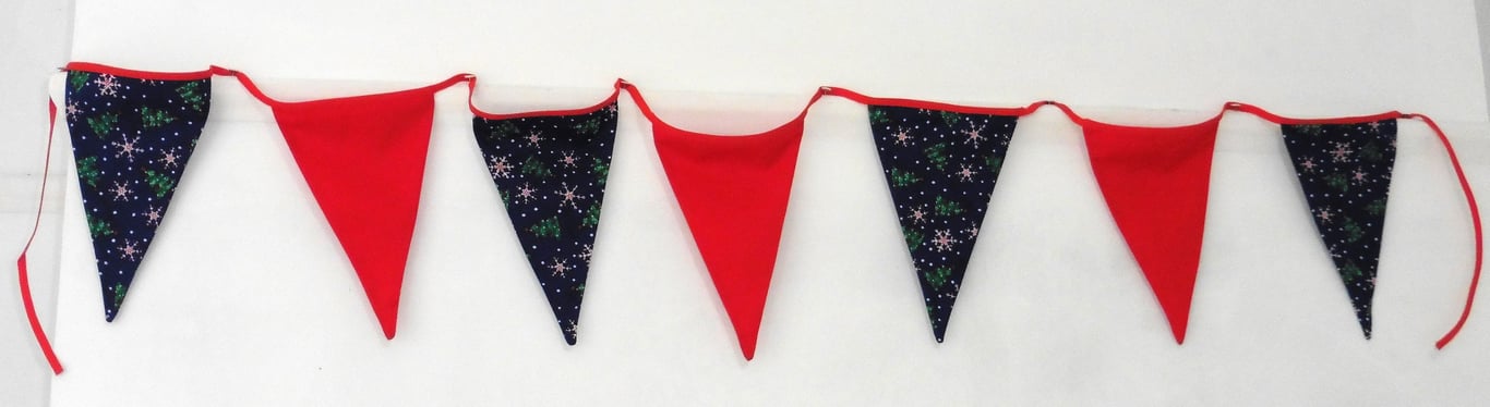 Christmas Bunting with Christmas trees and snowflakes