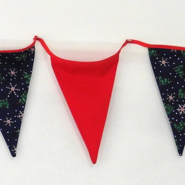 Christmas Bunting with Christmas trees and snowflakes