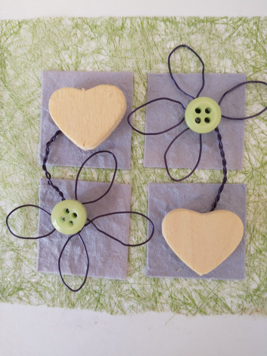 Green and lilac hearts romantic card