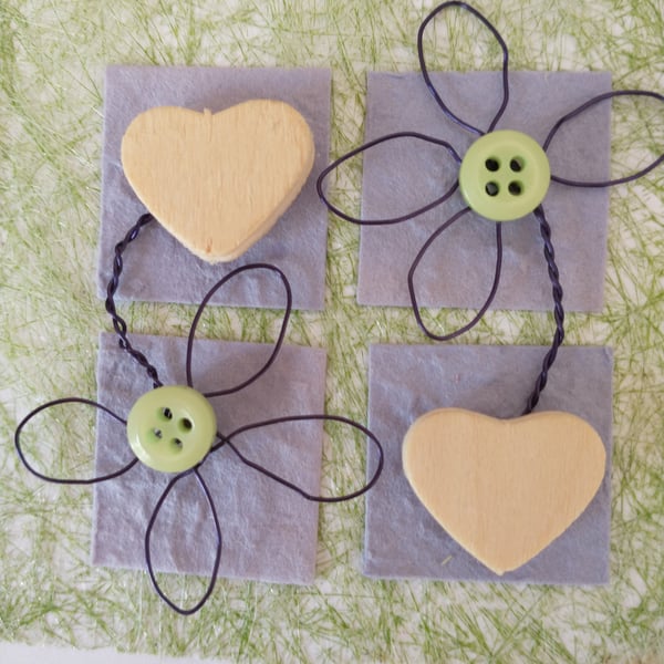 Green and lilac hearts romantic card