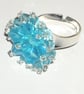 Blue Crystal Bead Bling Ring - UK Free Post - Image 1