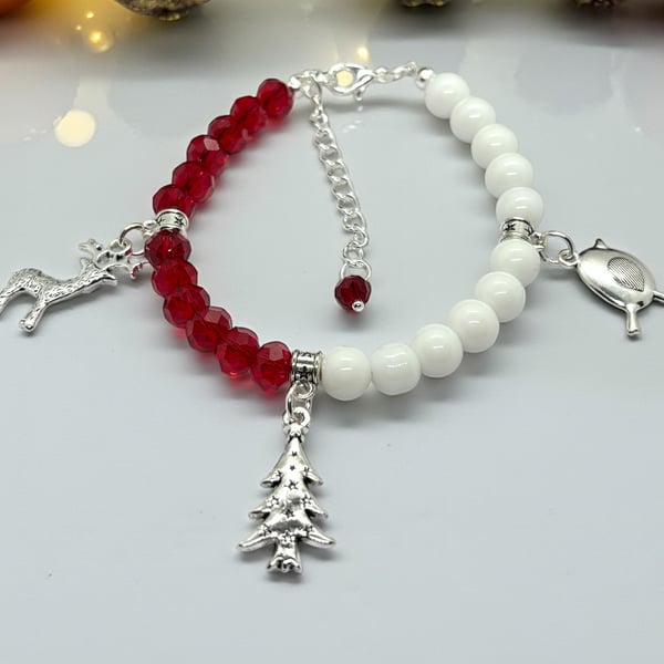 Christmas Charm Bracelet, stocking filler, Christmas gift,