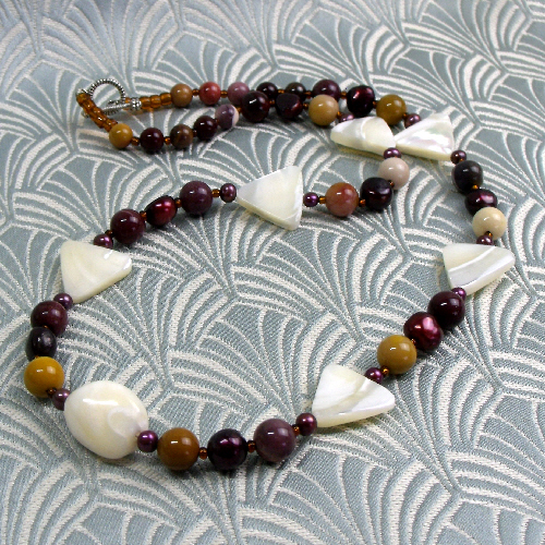 Mookaite Necklace, Short Semi-Precious Necklace, Handmade Necklace CC27