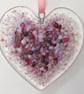 Handmade Fused Glass Red or Pink Love Heart - Hanging Decoartion - Suncatcher  - Image 2
