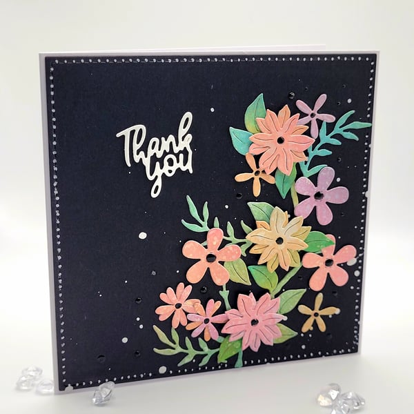 Thank You Card - cards, floral, handmade, vintage retro inspired