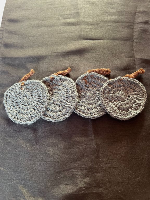 Crochet Green Pumpkin Coasters