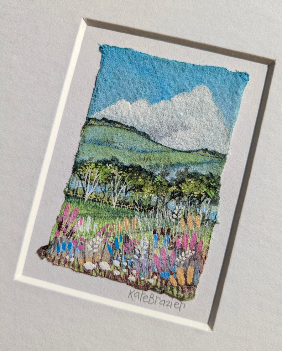 Woodland Meadow - Original miniature. A5 Mounted