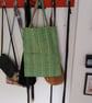 Tote bag made using green basket weave fabric. - Image 3