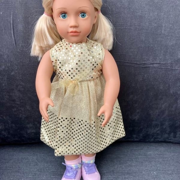 Gold sparkly dress for Our Generation dolls and Tiny Tears 