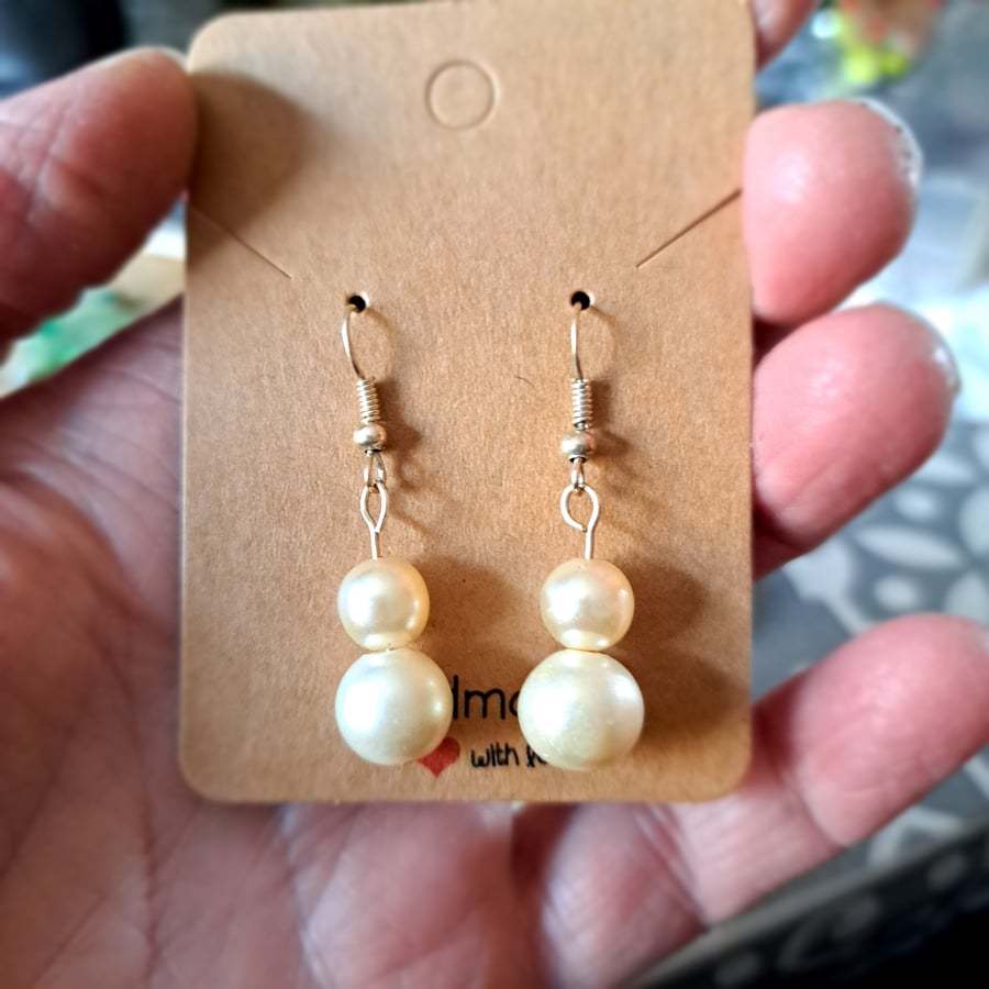 Faux pearl earrings, lovely and light