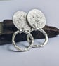 Sterling Silver Stud HOOP Drop earrings, Handmade Urban Jewellery