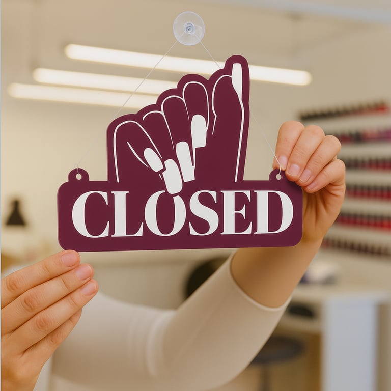 Nail Salon Open & Closed Sign – Hand & Nails Design: Nail Tech Hanging Plaque