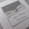 Handmade silver 25th wedding anniversary card, modern, designer