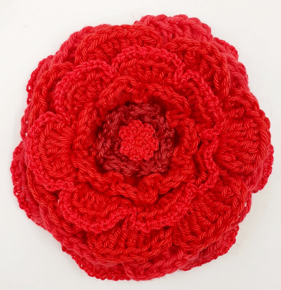 Reserved for Mary Crochet Corsage in Reds - Folksy
