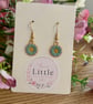 Blue Flower Dangle Earrings, Enamel Floral Charms, Handmade Jewellery