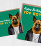 German Shepherd dog birthday card: Happy birthday top boy