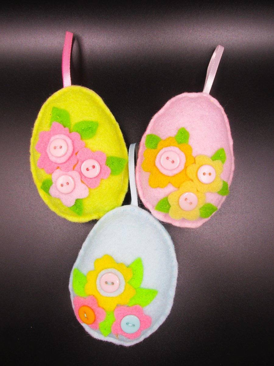 Hand Made Felt Easter Egg Shapes, Hanging Ornaments, Easter Garland